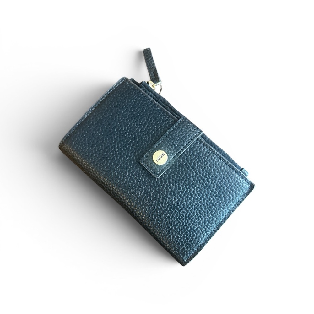 LODIS Kate French Purse Pebbled Leather Zip Wallet in Black beautifully crafted